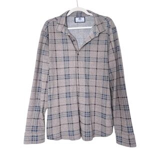 English Laundry long-sleeve button-down shirt With a beige blue plaid pattern